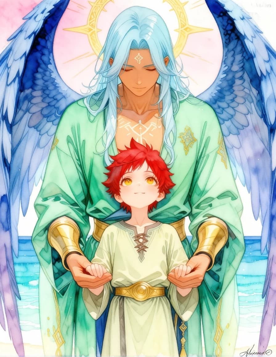 Watercolor Manannán and Lugh