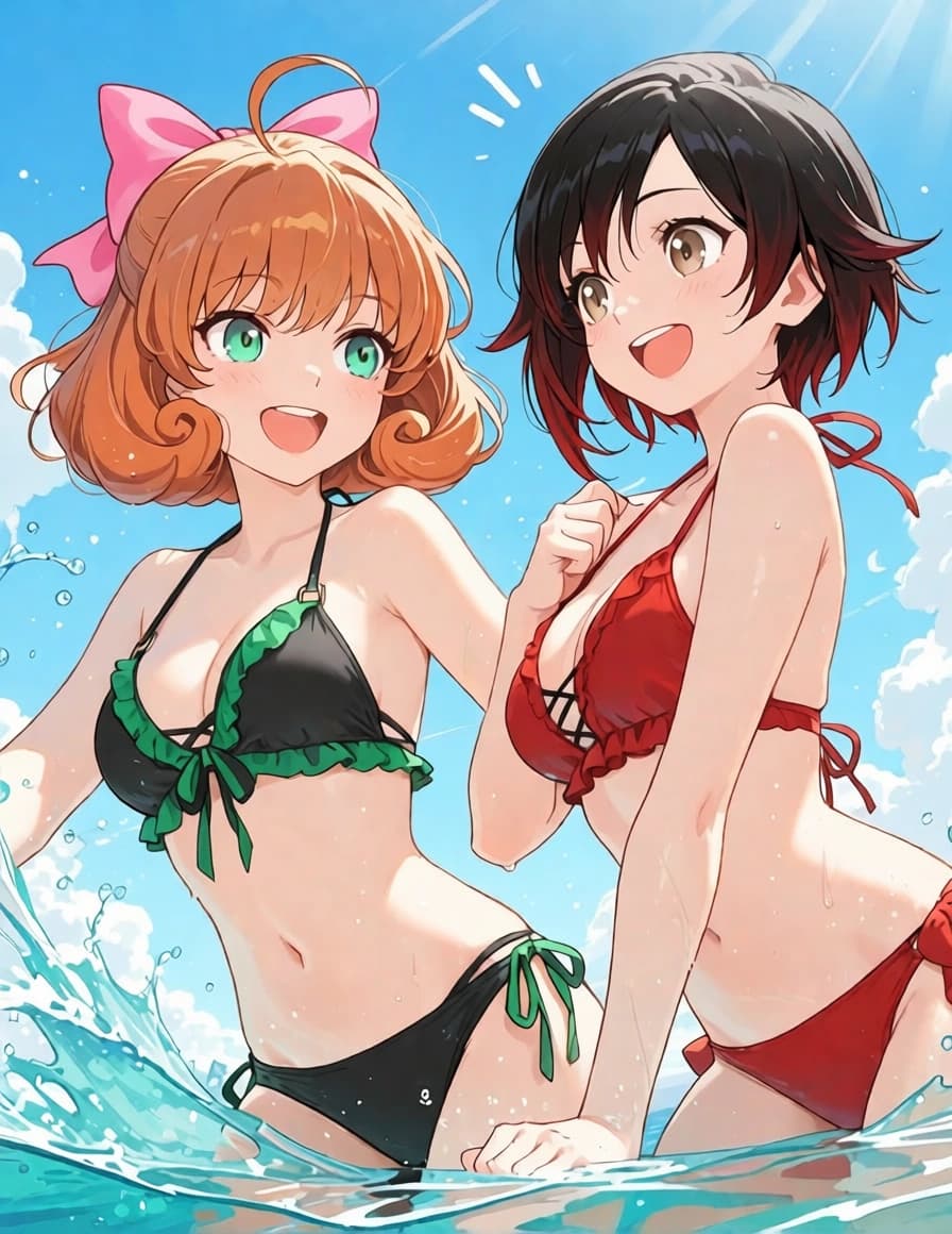 여름 시즌 페니&루비💚🏖❤️